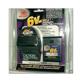 NiCd 6-Volt Rechargeable Battery Pack and Charger for Powered Vehicles by New Bright