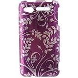 Hard Snap-on Shield With PURPLE LEAVES FLORAL Design Faceplate Cover Sleeve ....
