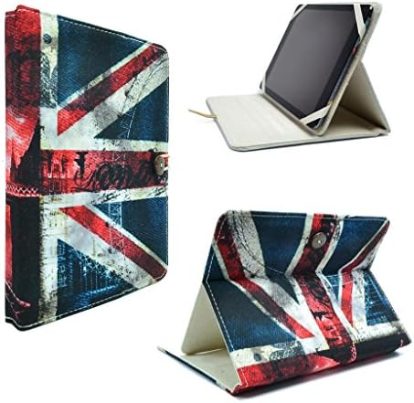 TaylorHe Cover for iPad Air / iPad Air 2 / Samsung Galaxy Tab 3 10.1 Folio Case 3 Level Stand Padded Canvas Beautiful Prints Grunge Union Jack London