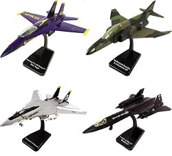 SMITHSONIAN InAir E-Z Build 4pc Set - F-14 Jolly Roger, F4 Phantom, F-18 Hornet Blue Angels and SR-71 Blackbird