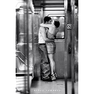 Urban Romance 2 White Wood-Mounted Poster kissing on subway New York NYC - 24