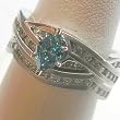 14K White Gold Blue and White Diamond Wedding Set