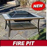 Outdoor Square Tile Fire Pit Table with Cover