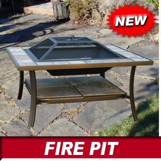 Frugah Outdoor Square Tile Fire Pit Table with Cover