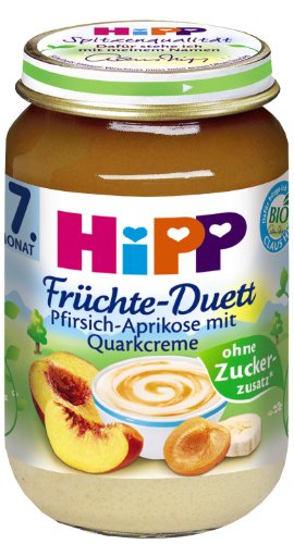 Hipp Pfirsich-Aprikose mit Quark-Creme, 6-er Pack (6 x 160 g) - Bio