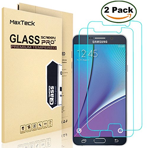 [2 Pack] SamSung Note 5 Screen Protector, MaxTeck 0.26mm 9H Tempered Shatterproof Glass Screen Protector Anti-Shatter Film for Samsung Galaxy Note 5 N920A - Lifetime Warranty