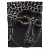 Ebony Buddha Face Hand-carved Wall Hanging