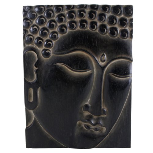 Ebony Buddha Face Hand-carved Wall Hanging