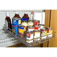 Shelf on Rails Expandable Chrome Plated Pantry Pull Out Shelf, 16 by 12-Inch