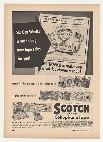 1952 Six Gun Schultz Scotch Cellophane Tape Trade Print Ad