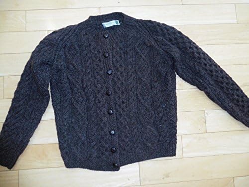 VNTG INISFREE HAND KNIT REPUBLIC OF IRELAND PURE WOOL CARDIGAN SWEATER BROWN MED