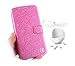 Lenovo S820 Case, Pu Silk Flip Leather Case for Lenovo S820 Wallet Pouch Skin Cover (Rose)