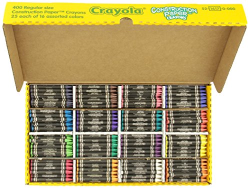 Crayola 52-1617 Class Pack Crayola Construction Paper Crayons, 25 ea. of 16 Colors, 400/Set
