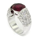 Sumptuous Engagement Ring w/Ruby CZ & White pavé