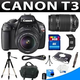 Canon EOS Rebel T3 Digital Camera With Ef-s 18-55mm F/3.5-5.6 Is Autofocus Lens And Ef-s 55-250mm F/4-5.6 Is Autofocus Lens + 8gb Essential Camera Bundle