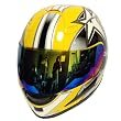 Motorcycle Street Bike Yellow Star Full Face Adult Helmet