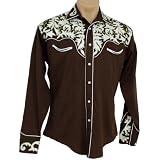 Rockmount Vintage Western Men's Leaf Embroidered Snapfront Cowboy Dress Shirt