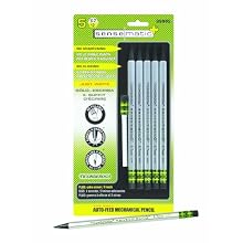 Dixon Ticonderoga SenseMatic Plus Auto-Feed Mechanical Pencils, #2 HB, 0.7 mm Leads, 5-Pack (99995)