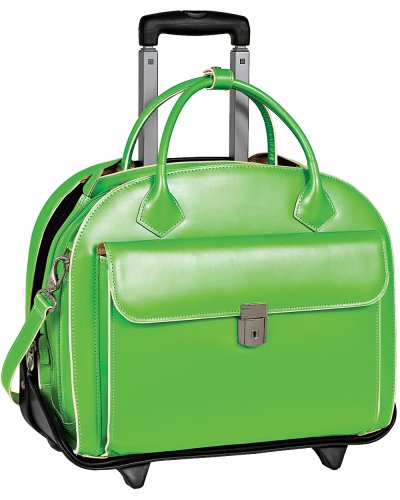 McKleinUSA GLEN ELLYN 94361 Green Leather Detachable-Wheeled Women's Case
