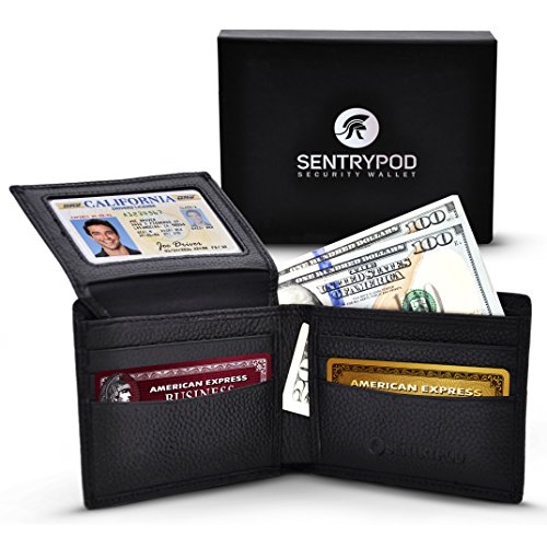 RFID Blocking Genuine Leather Wallet, Protect Credit Cards, License & Passport