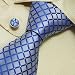 S4048 NEW Designer Hand Made Blue Checkers Plaids Neck Tie Cufflinks with Presentatio...