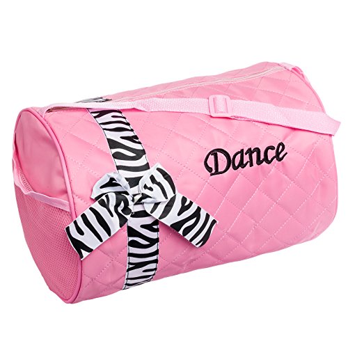Quilted Nylon Dance Duffle Bag w/ Zebra Stripe (Light Pink/Black/White)