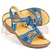 s.OLIVER KIDS , Mädchen Sandale, Echtleder, Klett, denim blau-gelb