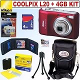 Nikon Coolpix L20 10MP Digital Camera  + 4GB Accessory Kit