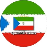 58mm Round Badge Style Keyring Equatorial Guinea Flag