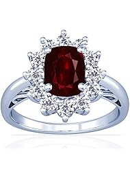 18K White Gold Cushion Cut Ruby Ring With Sidestones (GIA Certificate)