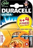 Duracell Ultra Batteries AAA 4 + 4 Free (8 Batteries)