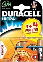 Duracell Ultra Batteries AAA 4 + 4 Free (8 Batteries)