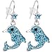 Sparkling Ocean Blue Crystal Dolphin Earrings