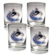 NHL Vancouver Canucks 4-Piece Rocks Glass Set (Primary Logo)