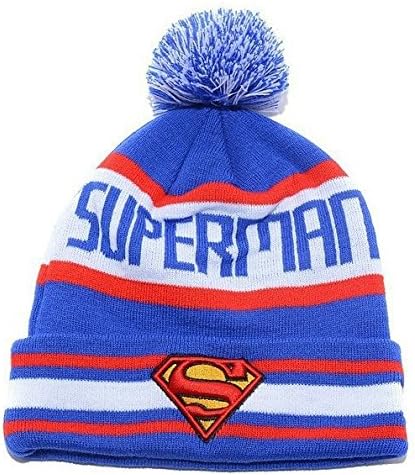 Winter Knit Superman Beanie With Pom Hat Men Women Winter Cap Skully Letter Beanie