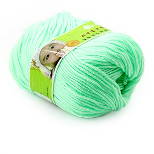 Joylve Knitting Yarn Skein Baby Super Smooth Worsted Soft Natural Silk Wool Fiber Tea Green