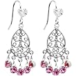 Pink Teardrop Chandelier Earrings