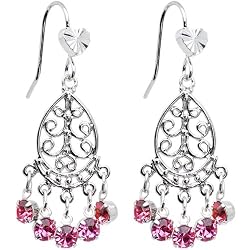 Pink Teardrop Chandelier Earrings
