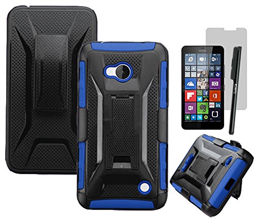 Lumia 640 Phone Case, Luxca (Tm) Lumia 640 (T-Mobile, metroPCS) Xtreme Heavy Duty Hybrid Armor Dual Layer Rhino Kickstand Belt Holster Combo Rugged Case Tuff Verge Dynamic + Free Stylus Touch Screen Pen