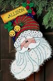 SANTA SPARKLE STOCKING NEEDLEPOINT KIT-16 LONG STITCHED IN YARN