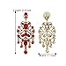 BriLove Antique-Gold-Toned Dangle Earrings Women's Vintage Style Bridal Crystal Drop Hollow Filigree Chandelier Earring Ruby Color
