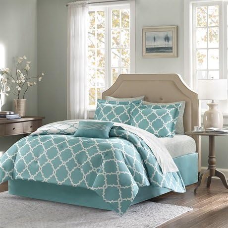 Madison Park Essentials MPE10-051 Merritt Complete Bed and Sheet Set, Full(78"x86"), Aqua