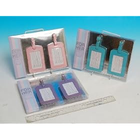 Leather 2 Piece Luggage Tags for Bags and Cases - Pink