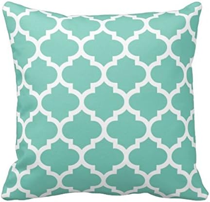 Home Decorative Quatrefoil Pillow - Turquoise Pattern Throw Pillow Cover Cushion Case 18"