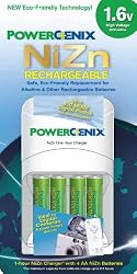 PowerGenix ZR-PGX1HRAA-4B 1 Hour Quick Charger with 4 AA 1.6v NiZn Rechargeable Batteries