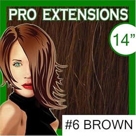 Pro Extensions, 14 x 39 #6 Medium Brown 100% Clip on in Human Hair Extensions Pro Extensions, 14
