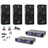 Produkt-Bild: 4000W PA Party Anlage Lautsprecher Boxen Mikrofon Kabelset Verst&auml;rker DJ-201