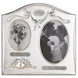 Lawrence Frames Satin Silver and Brass Plated 2 Opening Picture Frame, 25th Anniversary Design