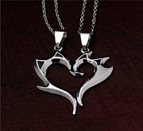 NEW Couple Silver Necklaces Unique Half Heart Shape Pendant Valentine's day Gift for lovers