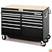 Waterloo MG5612BK 56-Inch Wide by 30-Inch Dep by 42-1/4-Inch High Extreme Use Black Tool Cart with 12 Ball Bearing Drawers and Roll Cage Construction